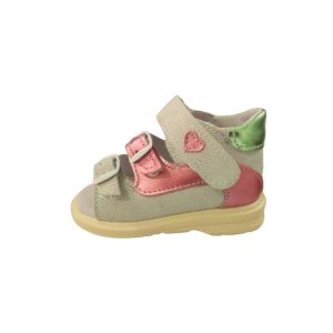 Supiniran sandal denim material z rožnatimi srčki Velikost 18