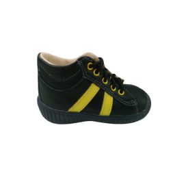   Maus első lépés gyerekcipő, Z17 s .kék neon sárga edzó cipő jellegű fűzős bőr cipő