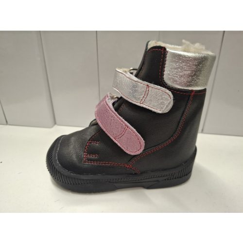 S27   eztüst  csilli rózsa fekete  SZUPINALT  nubuk  szőrmés  lány   bakancs  , méret   25, 