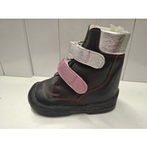 Z27   eztüst  csilli rózsa fekete  Normál   nubuk  szőrmés  lány   bakancs  , méret  24, 